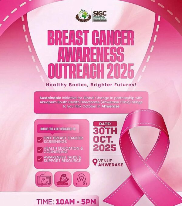 Breast Cancer Awareness event poster — SIGC Ghana